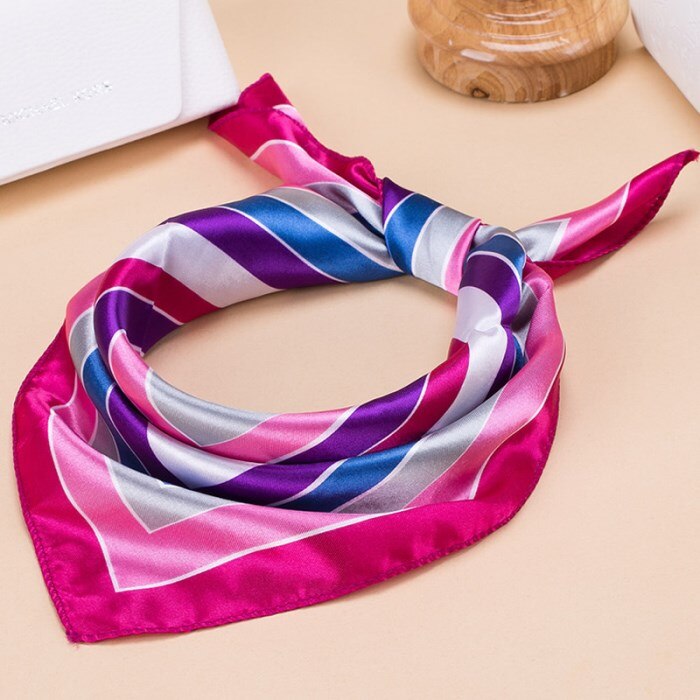 Square Women Girl Flight Attendants Hotel Waiter Business Imitate Silk Scarf printing Korean style 50*50cm: X-7