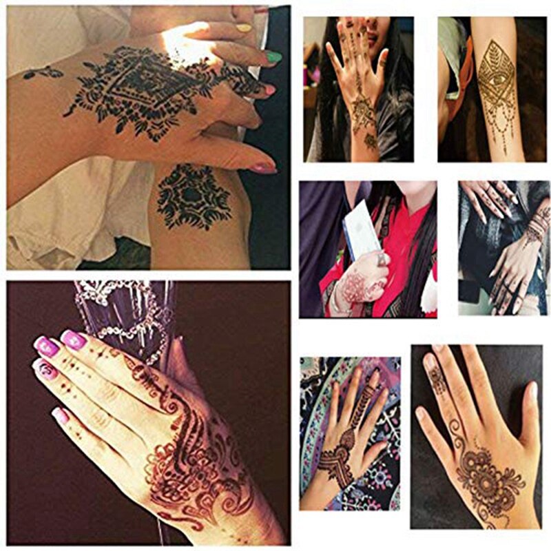 Henna mall tatuering  (16 bilder) självhäftande vacker kroppskonst mall