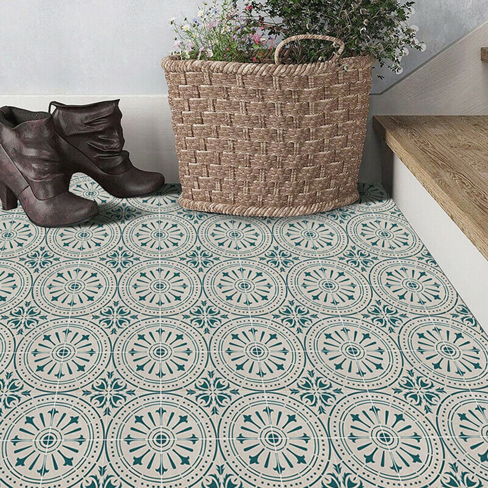 Green Tile Floor Sticker Ground Stair Stickers Adhesive Bathroom Kitchen Decor For Bathroom, Kitchen, Living Room, Dinning