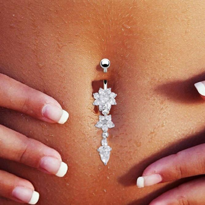 Sexy Belly Bars Navel Ringen Buik Piercing CZ Kristal Bloem Lichaam Sieraden Navel Piercing Ringen