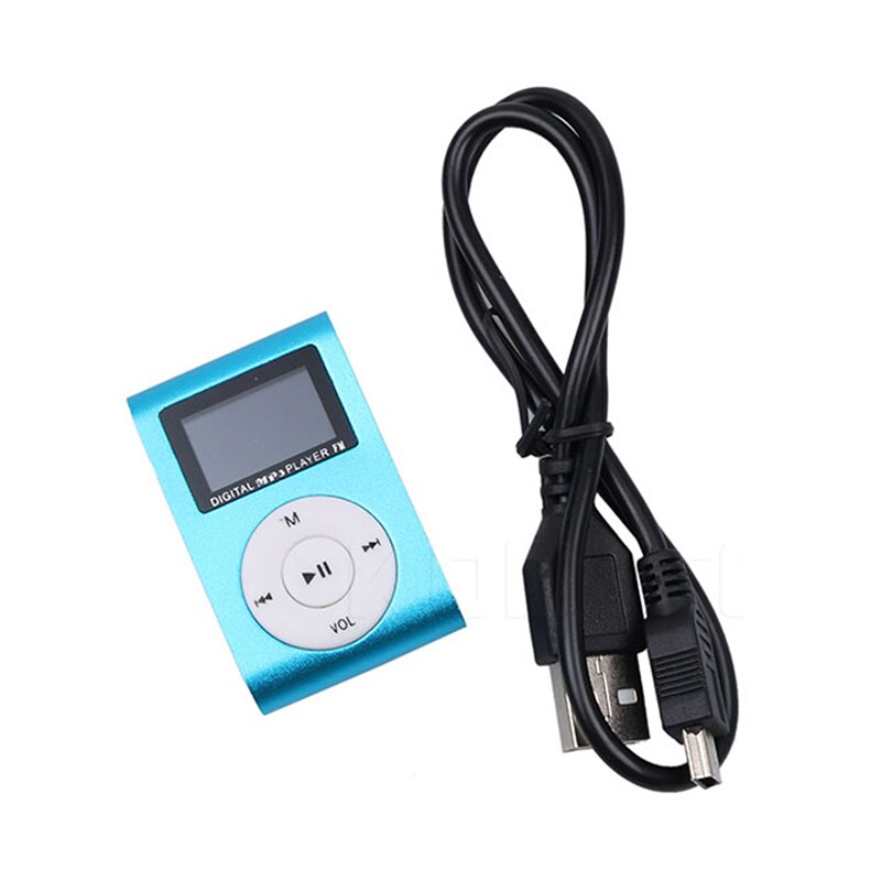 Mini Muziekspeler USB Clip Digitale MP3 Player Lcd-scherm Ondersteuning 32GB Micro SD TF Card FM Radio: Blauw