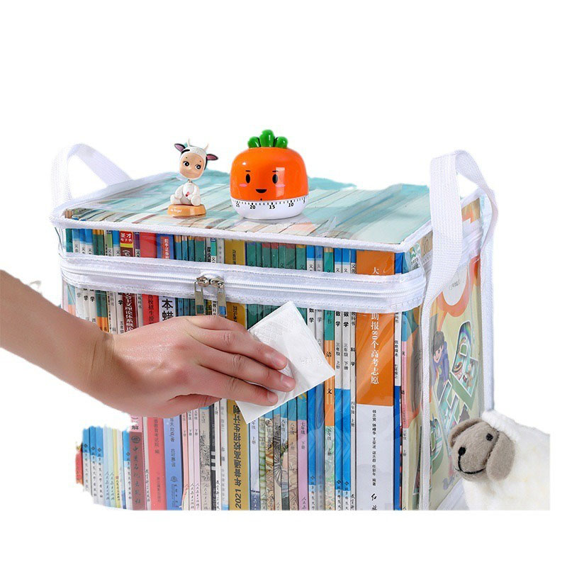 Contenitore per l'organizzazione dei libri, dormitorio per studenti, pieghevole, portatile, trasparente, per uso domestico, di grande capacità, per libri di testo