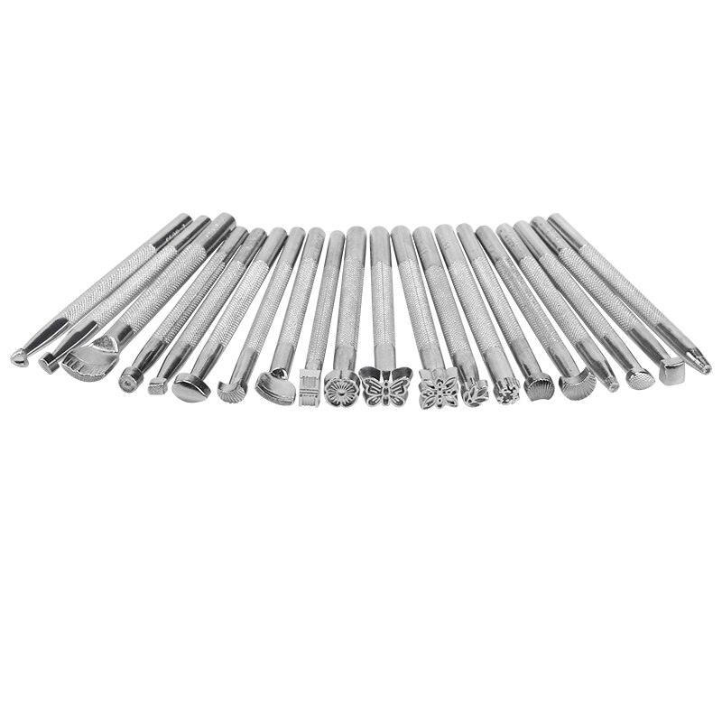 20 Pièces Estampage Cuir Diy Cuir Travail Selle Outils Set Sculpture Artisanat Making Poinçon Timbres Outils À La Main D&#39;art: Silver-1PCS