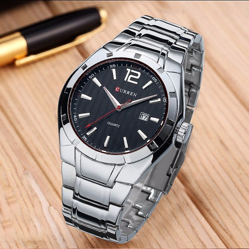 Curren &amp; Casual Datum Zakelijke Mannen Horloges Stalen Band Quartz Waterdicht Horloges Erkek Kol Saat Relogio Masculino