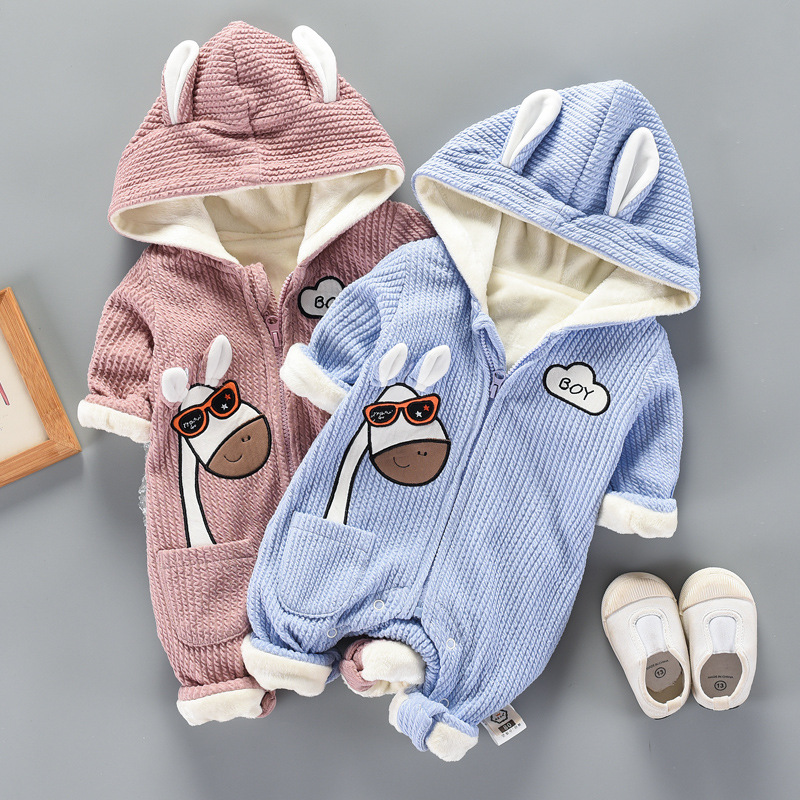 Pasgeboren Baby Romper Overalls Winter Dier Peuter Plus Fluwelen Warme Bovenkleding Jas Voor Jongens Meisjes 0-1 Jaar bodysuit