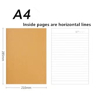 Simple Notebook Student Workbook Cowhide Cover Book School Office Notepad Homework Book Reading Note books Exercise Book: A4 Horizontal line