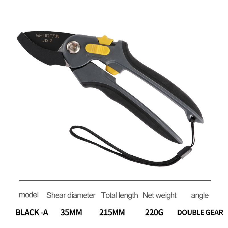 Powerful Garden Pruners Trim Metal Cutting Scissors Hand Tools Shears Grafting Secateurs Flowers Branch Cutter Plant Pruning: Black-A