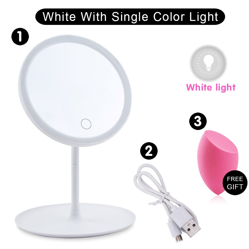 Makeup Light Mirrors With LED Light Natural White Daylight Vanity Mirror Flexible Adjustable USB Cosmetics Mirror Makeup Tool: White Single light