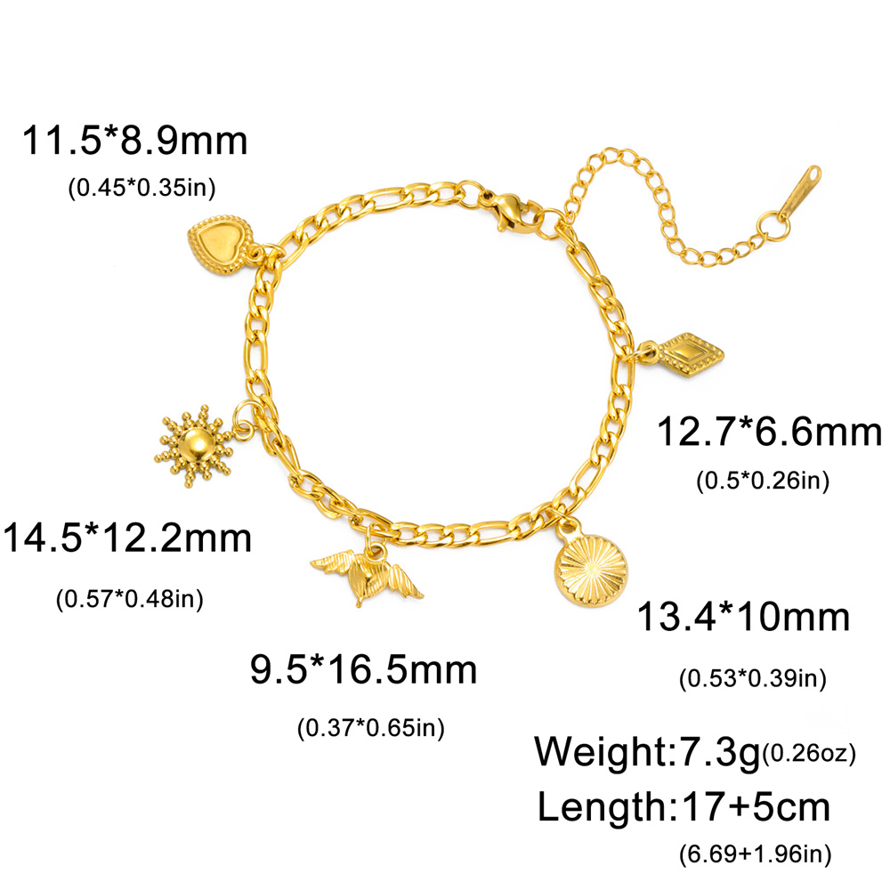 My shape trendy armbånd med muslingeskal og søstjerner til kvinder i rustfrit stål med dobbelt lag vedhæng, håndkæde, valentinsdagssmykker: 21cm / Mørkt guld