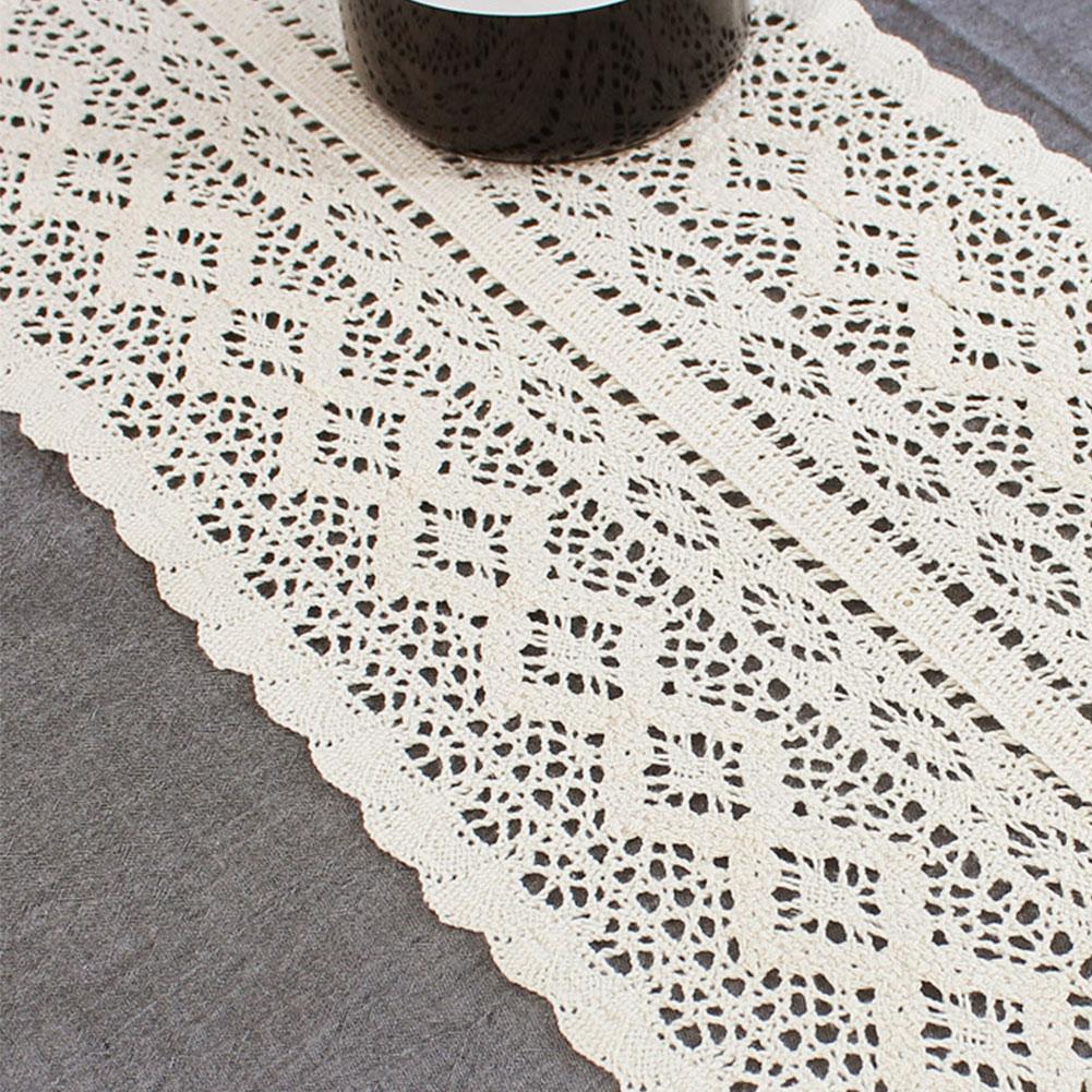 Long Lace Tablecloth Woven Table Runner Beige Crochet Romance Hollow Wedding Coffee Cover Nordic Decor Bed Runners I5p0