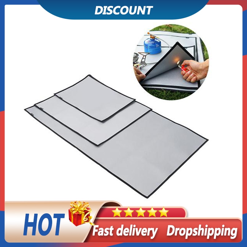 S/m/l camping ildfast grillmatte klut flammehemmende glødematte teppe varmeisoleringspute for utendørs piknikgrill
