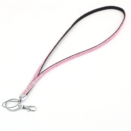 Unisex rhinestone crystal bling anpassad halsband & id-märke mobiltelefon nyckelhållare ring för avslappnad sport: Rosa