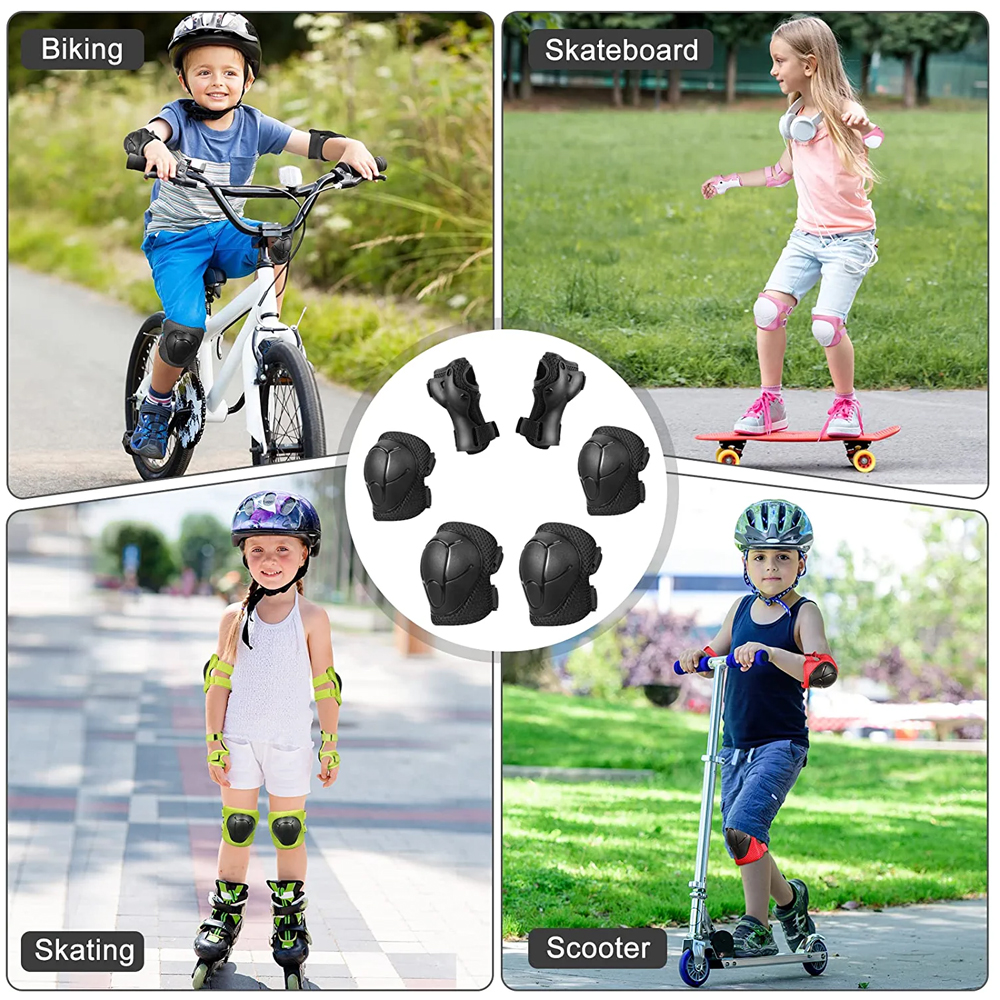 Rodilleras para niños, coderas para niños de 3 a 7 años, conjunto de seguridad de equipo protector 6 en 1 con protector de muñeca para patinaje y ciclismo,