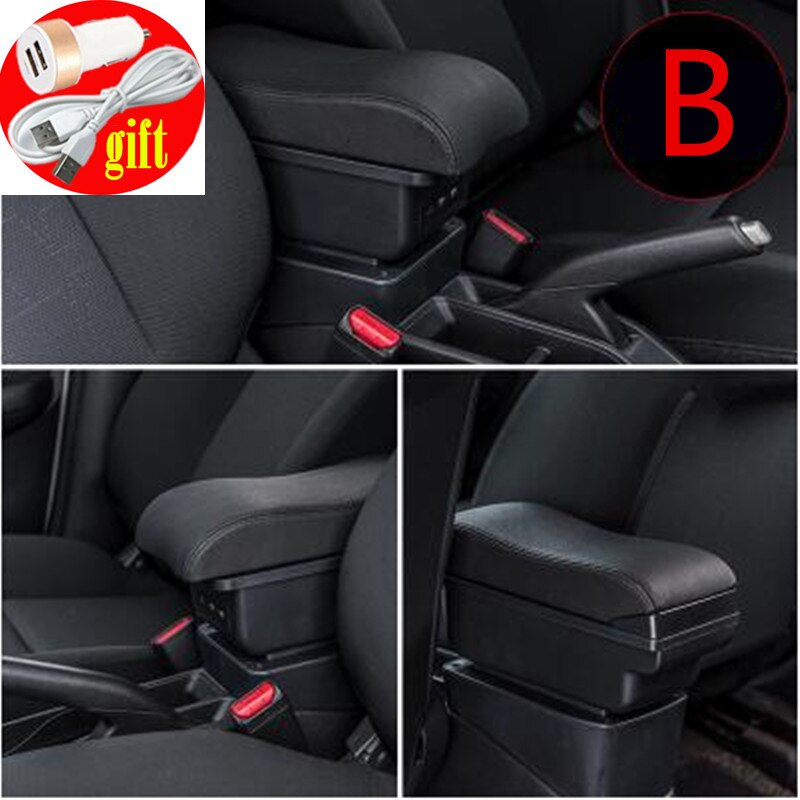 Leather Car Armrest Stroage Box for Chevrolet Spark Interior Parts Center Console Armrest: B style Beige