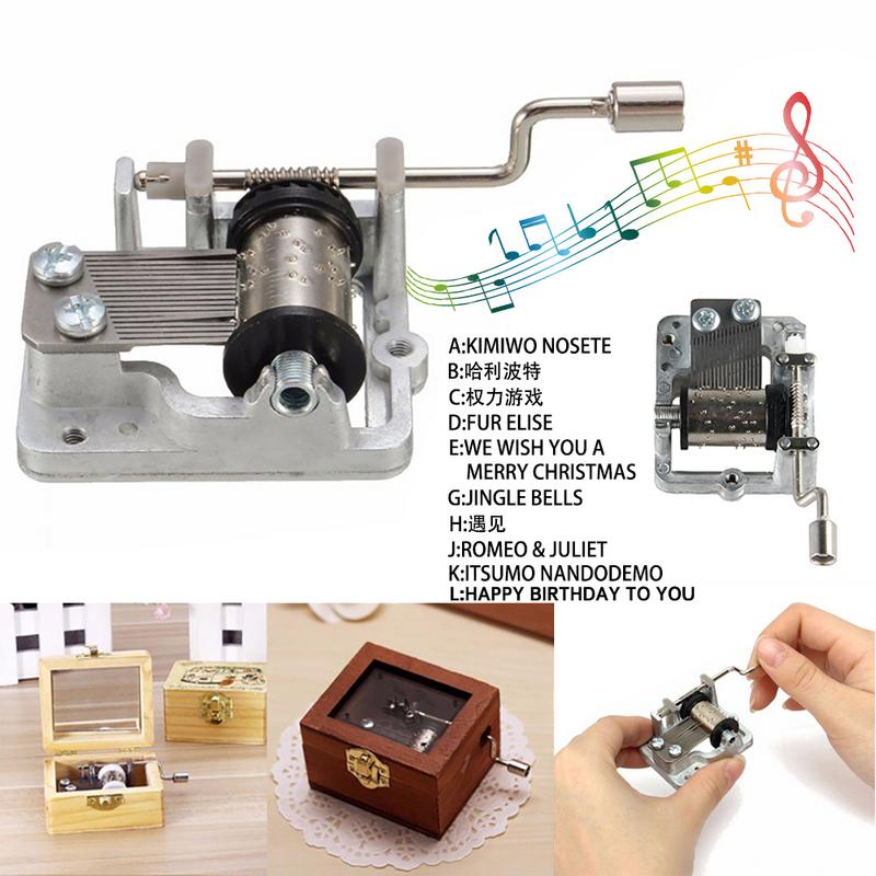 Mini håndsving musik bevægelse diy musikboks dekorative samlerobjekter (en række forskellige musik tilgængelige)