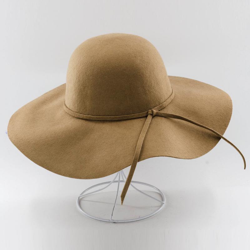 COKK, sombreros elegantes para mujer, sombrero de lana de ala ancha, sombrero negro Vintage para mujer, sombrero redondo para mujer, sombreros de vestir para mujer, invierno Británico: Khaki