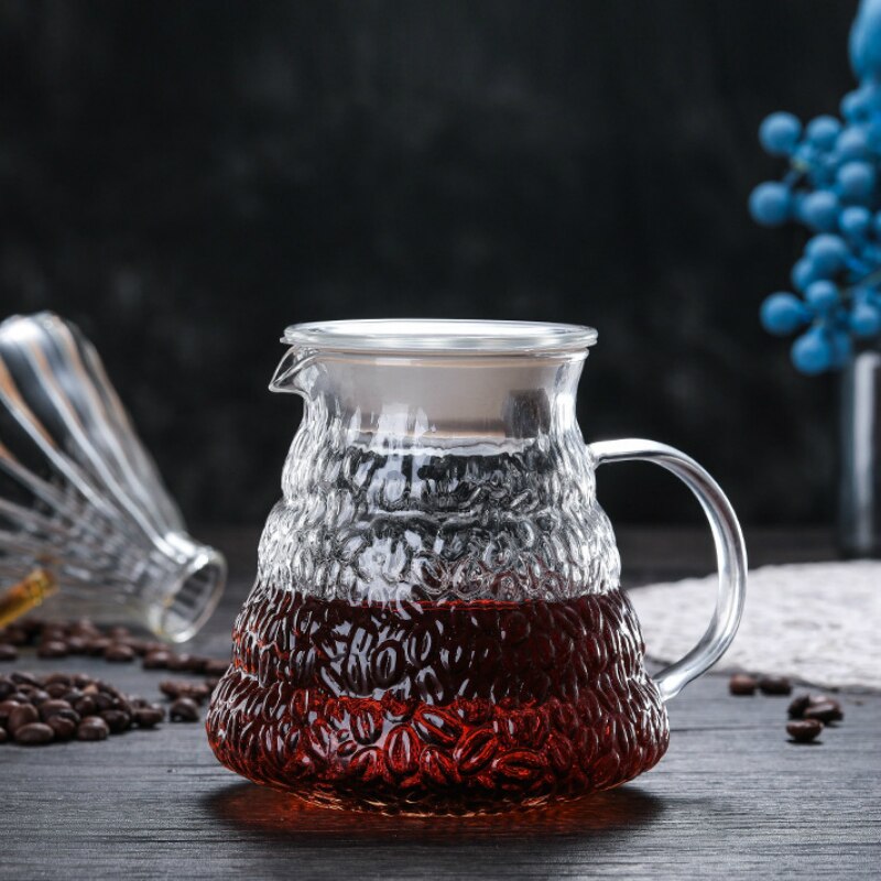 V60 Pour Over Glass Range Coffee Server 360/600/800ml Hand Drip Reusable Filter Paper Coffee Pot Coffee Kettle Brewer Barista: 500ml Beans pot