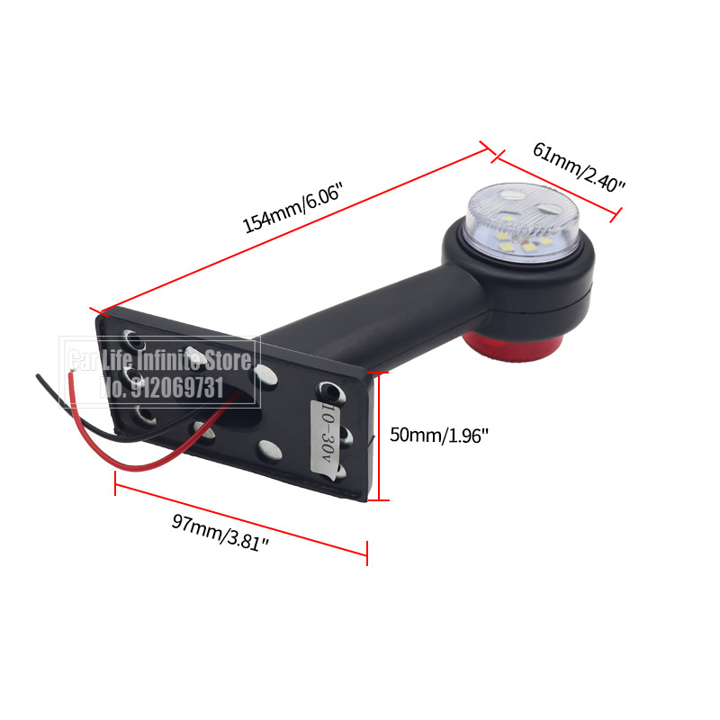 2Pcs 12V/30V Truck Side Marker Light Red White Side Marker Lamp Clearance Lights Truck Trailer Tractor LED Position Lights