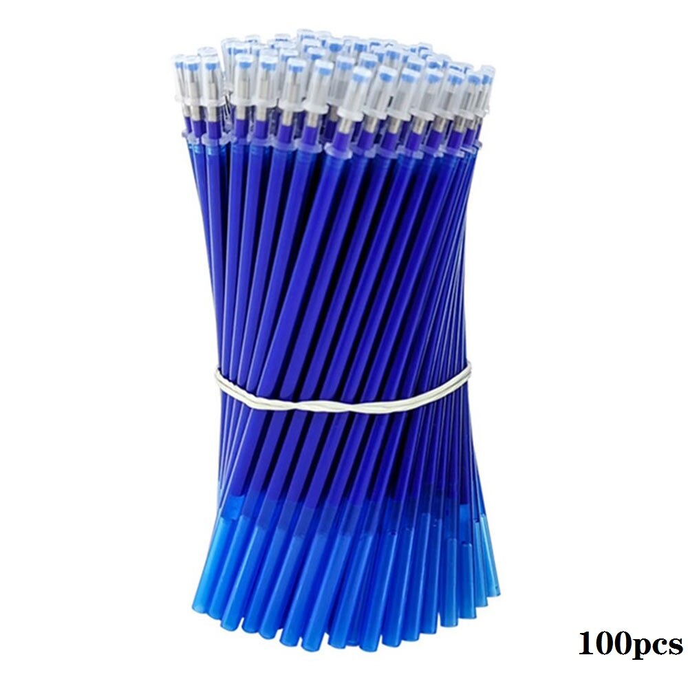 100 stk./pakning varmeindpakning fade-out stofmarkører kuglepen refills høj temperatur forsvindende markører læder beklædningsgenstand bindestreg klipning: Blå 1