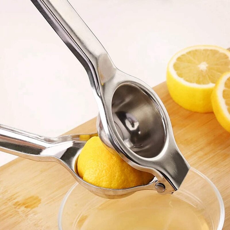 Lemon Lime Stainless Steel Squeezer Press - Large Heavy-Duty Manual Hand Held Citrus Juicer with Reusable Straws