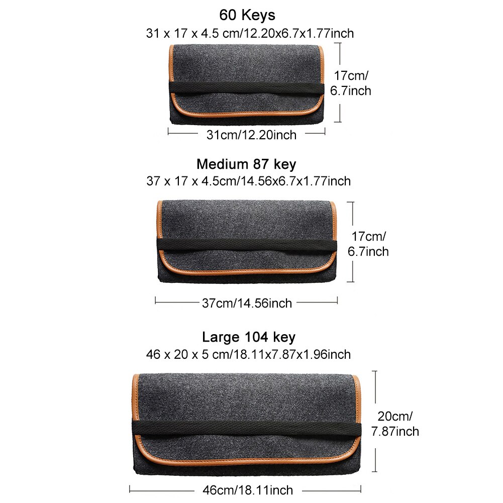 Mechanical Keyboard Storage Bag Elastic Band Felt Fabric Pouch Practical Large Capacity Keyboard Organizer PC Accessories