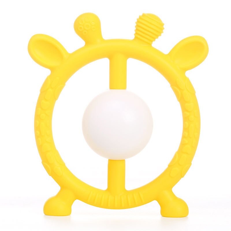 Sonajero mordedor de silicona para bebés de 0 a 12 meses, vara para Molar, diente sólido, agarre de mano, sonajero: Yellow