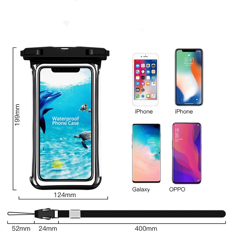 Full View Waterproof Case for Phone Underwater Snow Rainforest Transparent Dry Bag Swimming Pouch Big Mobile Phone Bag Sealed
