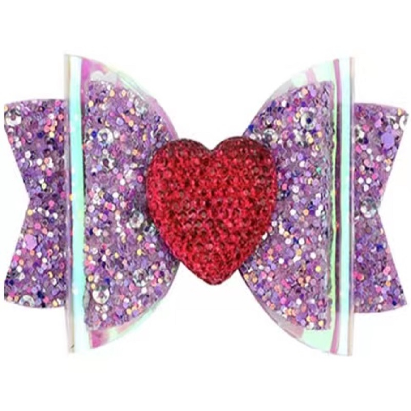 2022 1 Pcs Sweet Heart Valentine Day Hair Bows Popular Cheer Bows For Girls