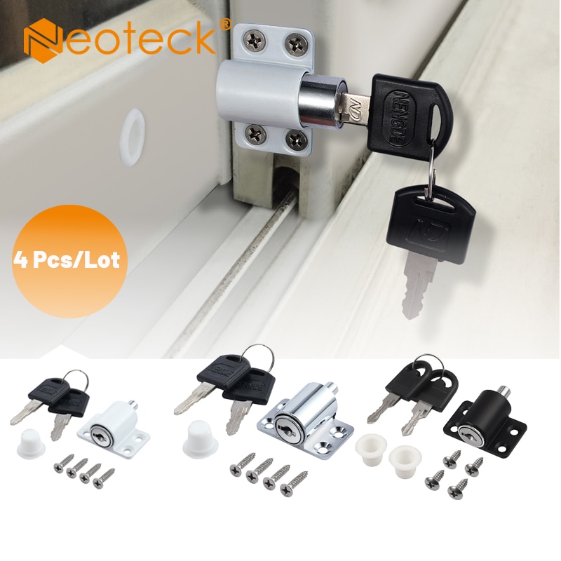 Neoteck-Juego de cierres para puerta corredera de Patio, cerrojo de seguridad antirrobo, color negro, blanco, plateado y blanco, 4 unidades