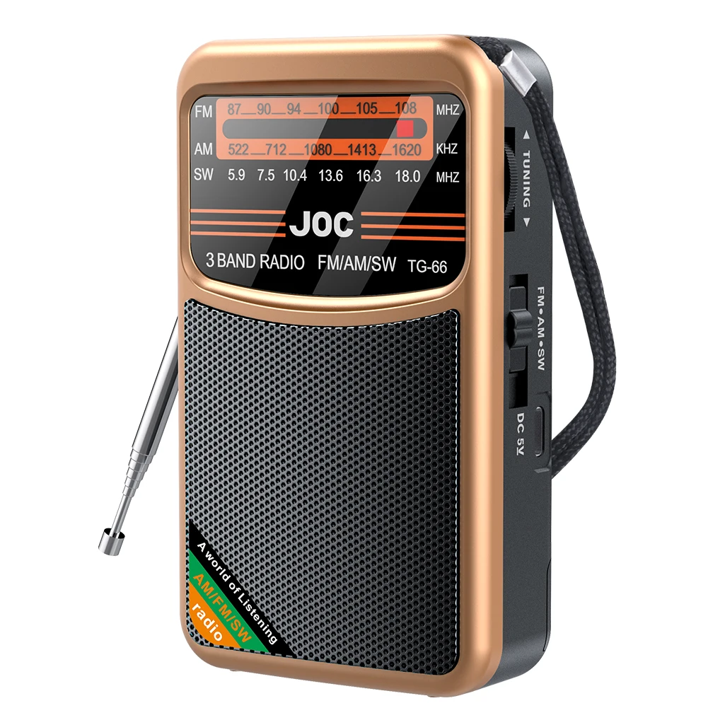 Portable Radio AM/FM/SW Pocket Radio with Rechargeable Battery Built-in Speaker with HD Display Screen Mini FM Receiver Radios: Silver