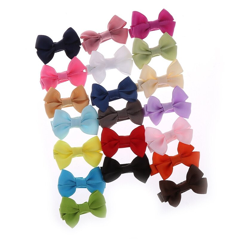 20Pcs Cute Hair Bows Boutique Alligator Clip Grosgrain Ribbon For Girl Baby Kids B36E