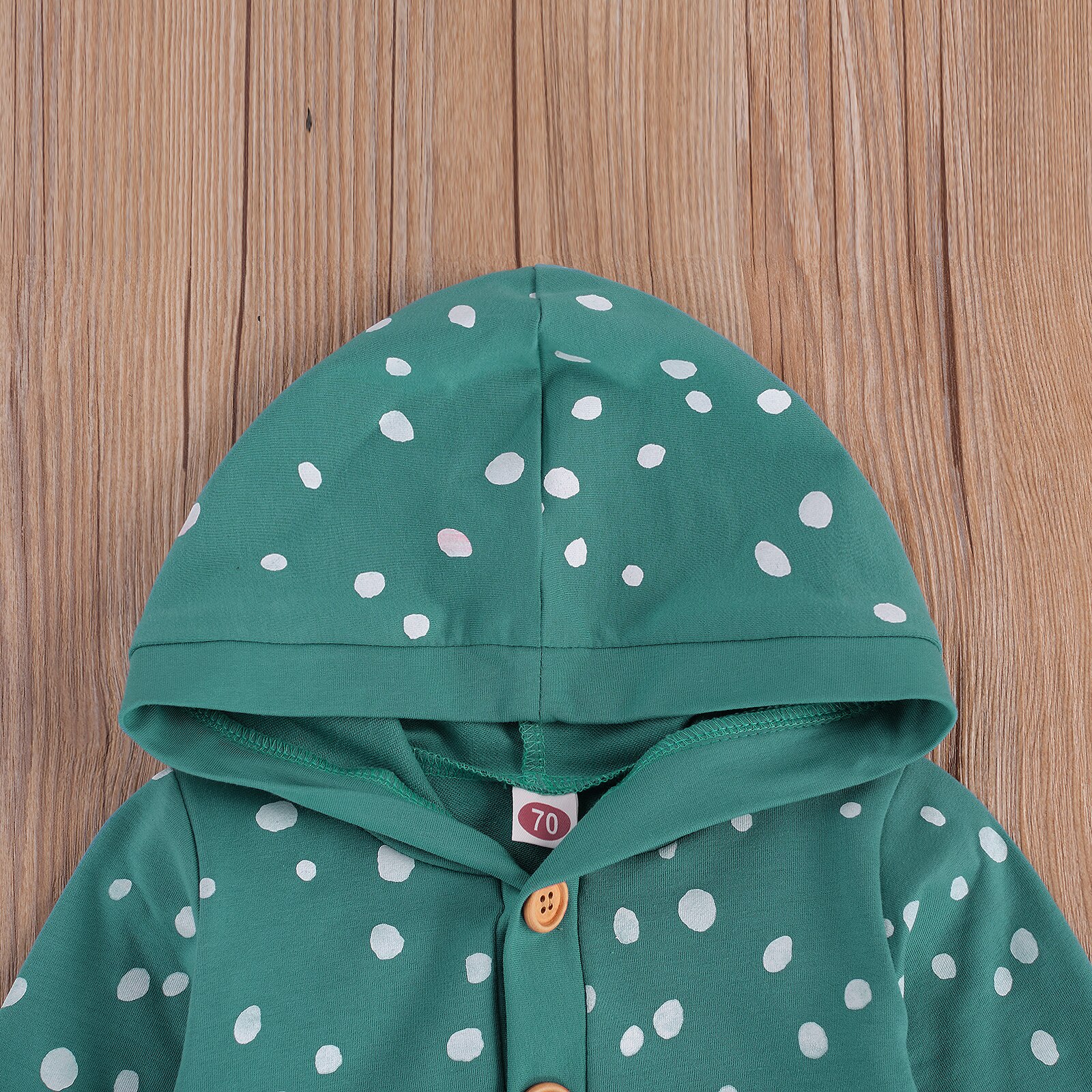 2020 nova queda outono 0-24m da criança do bebê menina menino pontos imprimir único breasted com capuz macacão manga longa botão para baixo macacão