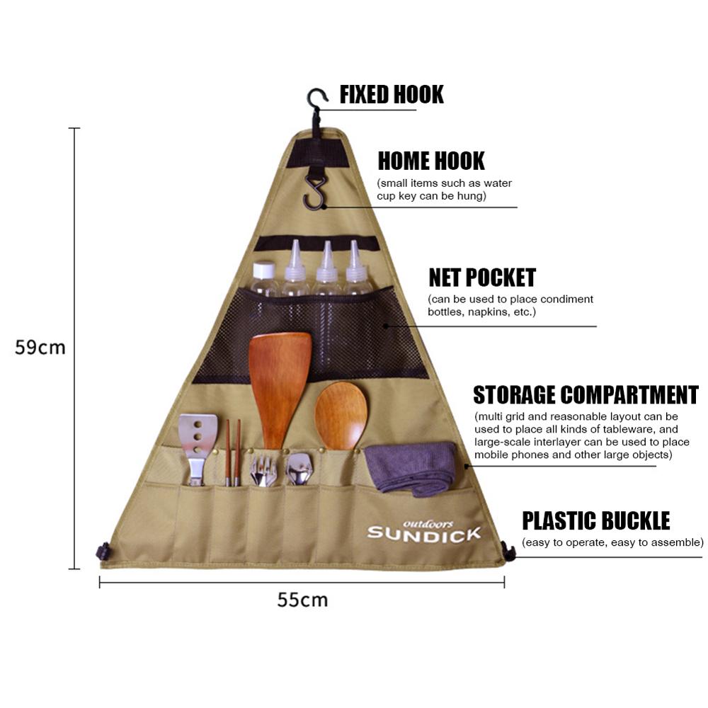 Piquenique talheres saco de armazenamento 900d oxford pano churrasco talheres organizador ao ar livre acampamento piquenique panelas pendurado titular sacos: Triangle large