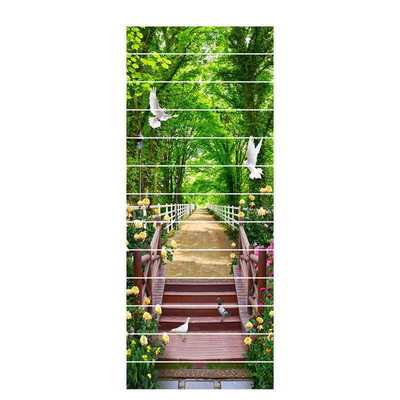 13pcs/set 3D Staircase Stair Riser Floor Sticker Stair Sticker Waterproof Self-adhesive PVC Staircase Sticker For Stairway Decor: F