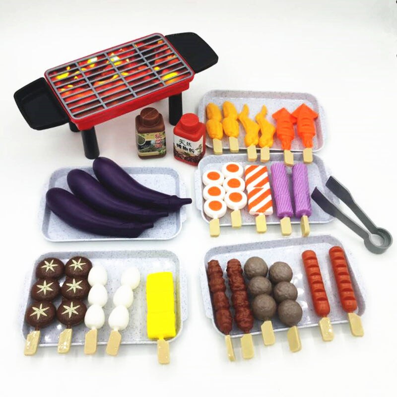 Pretend Food Simulation BBQ Miniature Black BBQ Grill Garden Outdoor Accessory For Doll House Kitchen Decoration Toys