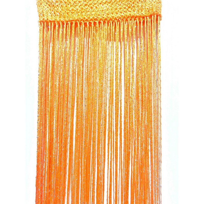 Decorative Silver Silk Curtain Shiny Tassel Window Glass Panel Room Partition Board Fly Screen Door Suspension: Orange