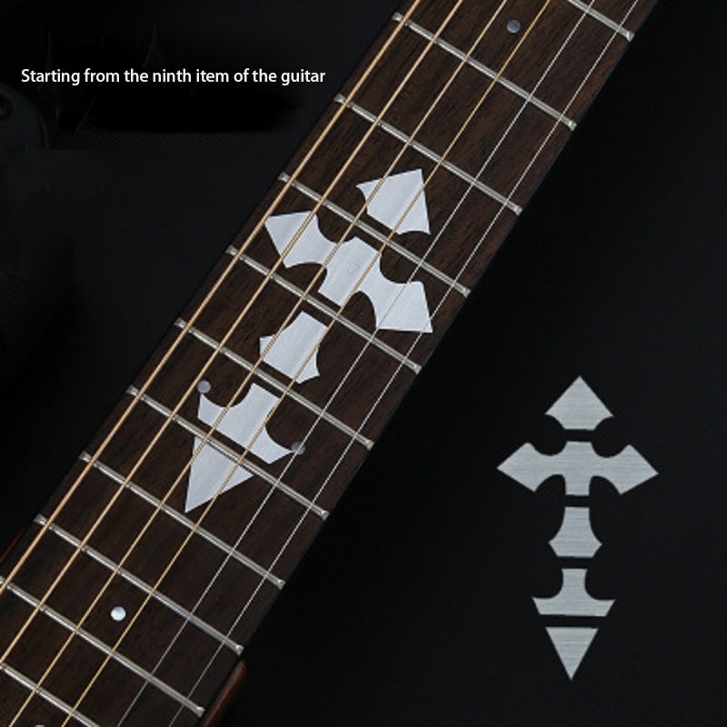 Cross inlay dekaler greppbräda klistermärke för elektrisk akustisk gitarr bas ultra tunn klistermärke gitarra tillbehör 18 stilar: 10