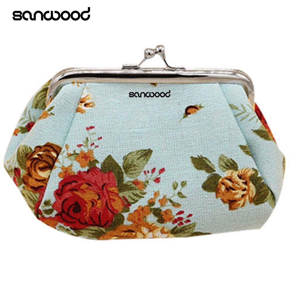 2022 Aankomst Vrouwen Bloem Gedrukt Canvas Portemonnee Kaarthouder Portemonnee Clutch Handtas Tas Voor Schoonheid En Gezondheid: Blauw