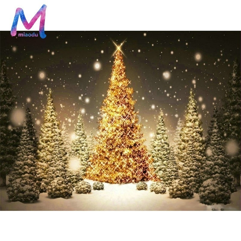 MIAODU DIY Diamant Borduurwerk Landschap 5D Diamant Schilderij Kerst Volledige Boor Vierkante Boom Foto Van Strass Decor Thuis