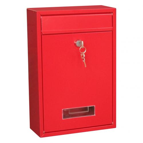 Outdoor Security Lockable Wall Mounted Hanging Iron Post LetterBox Mailbox with Key Iron Post LetterBox HomeBalcony Garden Decor: Red