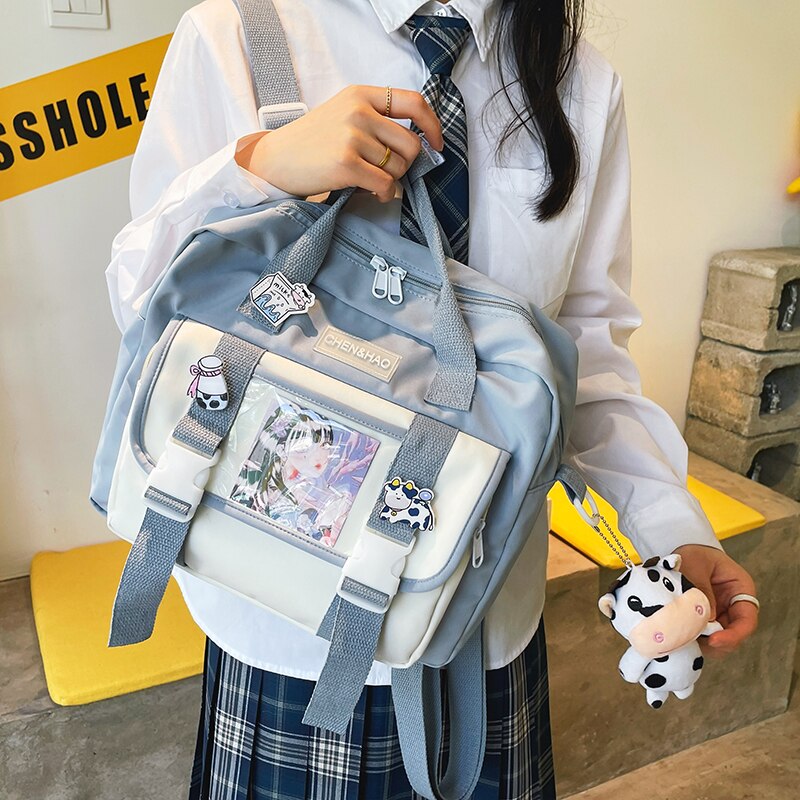 Koreański Student Campus wodoodporny plecak kobiety wielofunkcyjny plecak podróżny 2021 tornistrów dla nastoletnich dziewcząt torba na ramię: VIP-Blue / Only-Bag