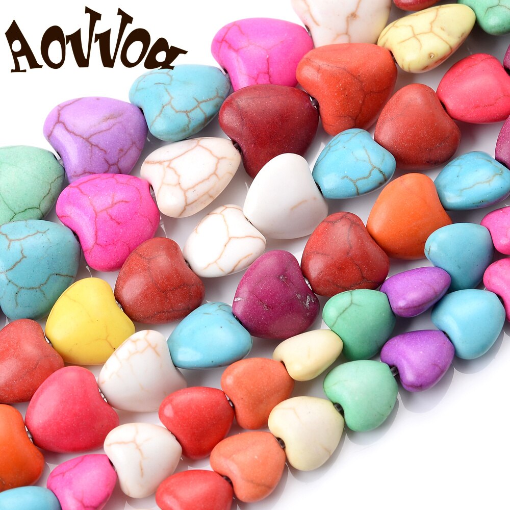 Colorful Love Heart Stone Beads Natural Turquoises Loose Spacer Beads for Jewelry Making DIY Charms Bracelet Necklace 8 10 12mm