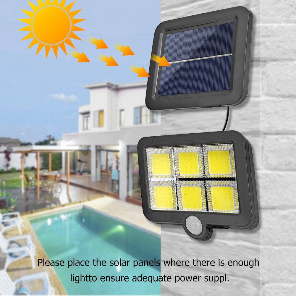 128 LED IP65 LED Solar Wall Light Remote Control Motion Sensor Outdoor Garden Lamp Pathway Yard Street Lamp