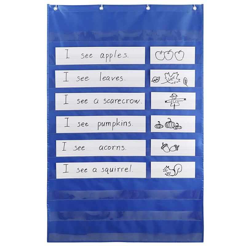 FBIL-Classroom Children Pocket Chart with Hook Schedule for Home School: Blue