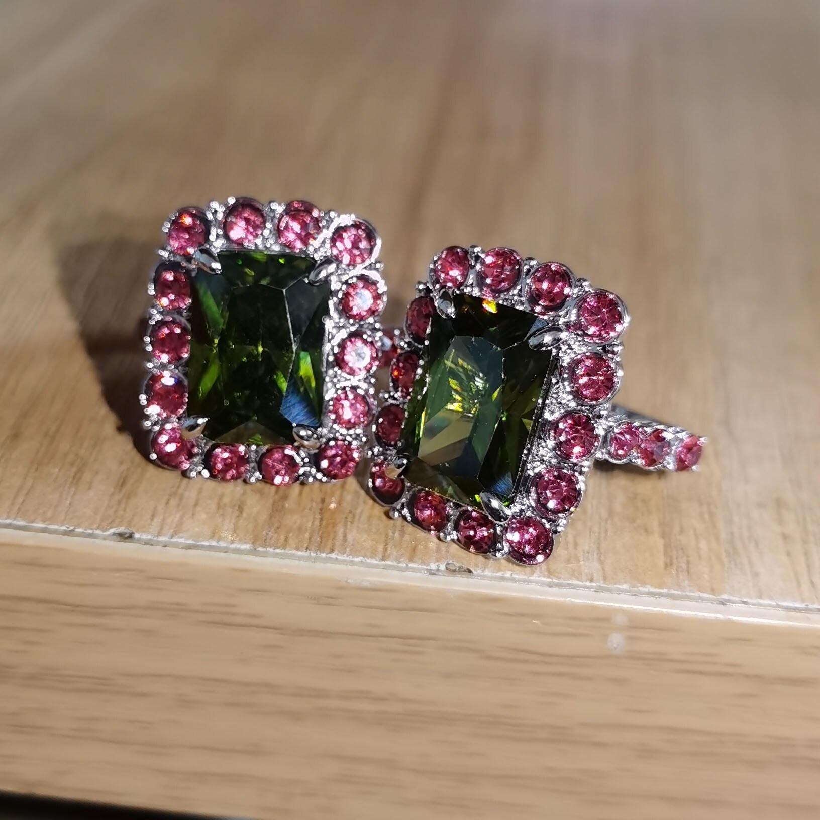 Vintage firkantede store ringe til kvinder grøn lyserød krystalring kvindelig luksus geometri zirkonringe damer forlovelsesring femme