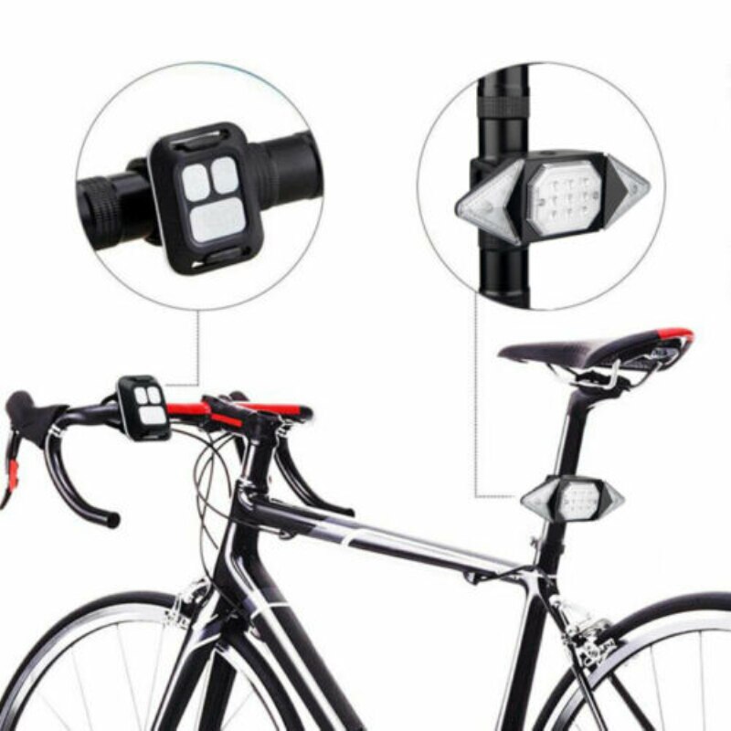 LED Bicycle Indicator Bicycle Rear Tail Light Bike Turn Signal Light USB Rechargeable Safety Warning Light Remote Control