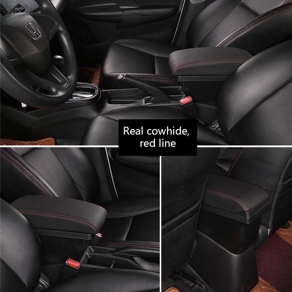 Auto Armsteun Box Armleuningen Leather Center Double Layer Opbergdoos 3 Usb Compatibel Met Peugeot