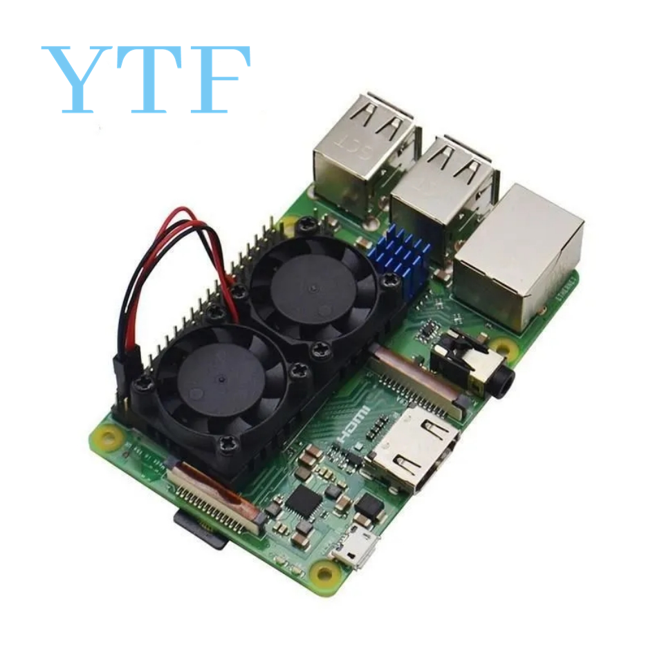 1 zestaw podwójny wentylator układ chłodzenia moduł z radiatorem dla Raspberry Pi 4B 3B + Model + (Plus)