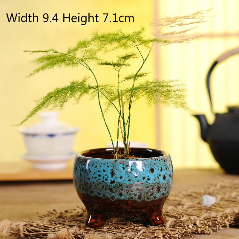 Keramiske grønne saftige blomsterpotter keramiske ovnændrede saftige planter blomsterpottehåndværk
