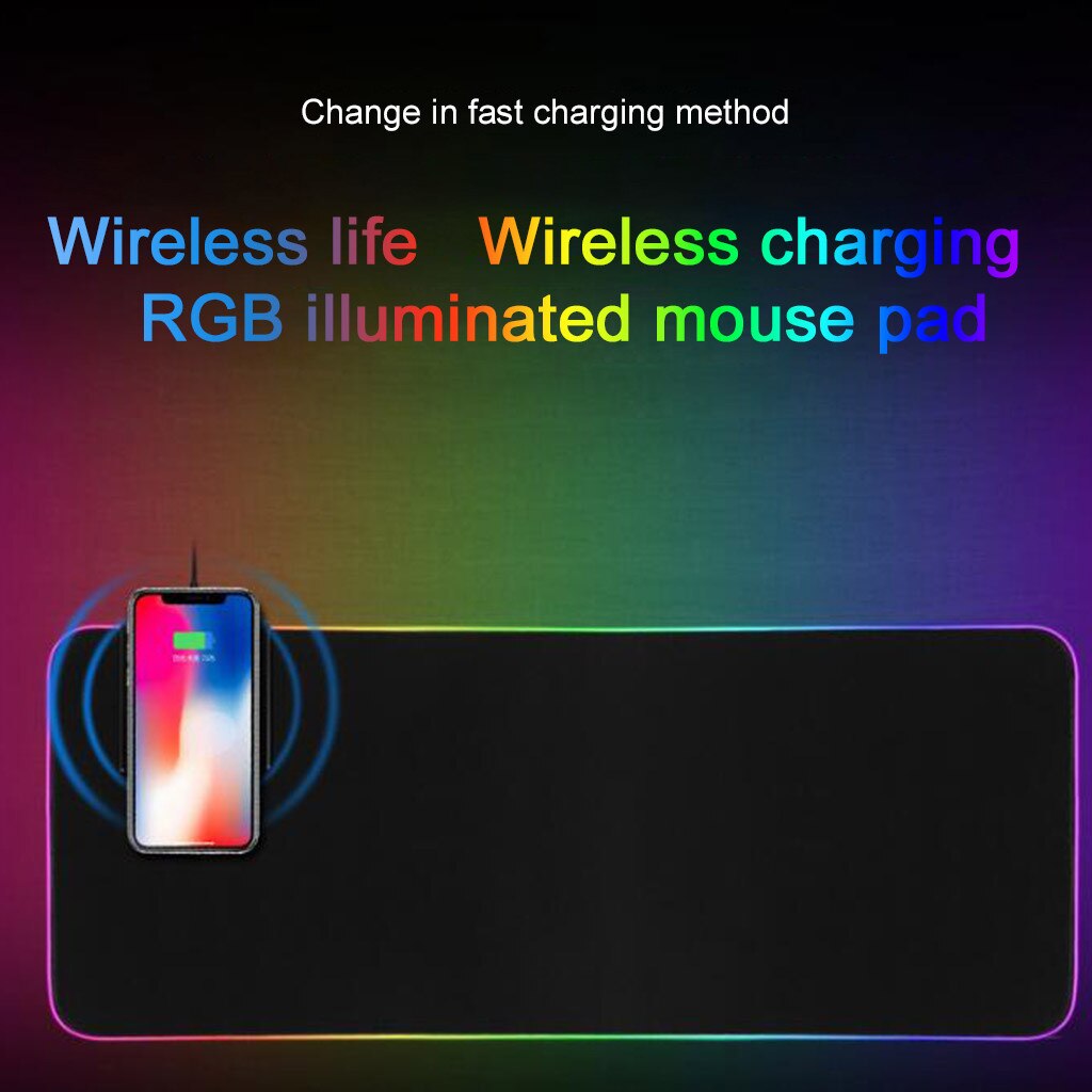 Qi Wireless Charger Large Extended RGB LED Lighting Keyboard Mat Gaming Mouse Pad 10W Quick Charging illuminated Mousepad Mats